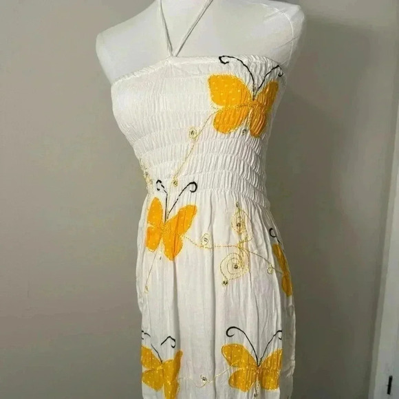 Vintage Y2K butterfly dress S/M Fairycore boho tropical - Picture 3 of 5